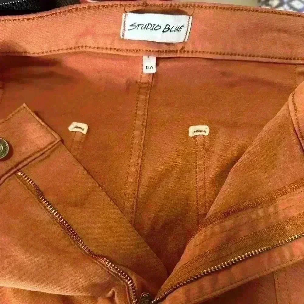 Studio Blue Rust Orange Crop Ankle Pants Size 18W - Picture 5 of 9
